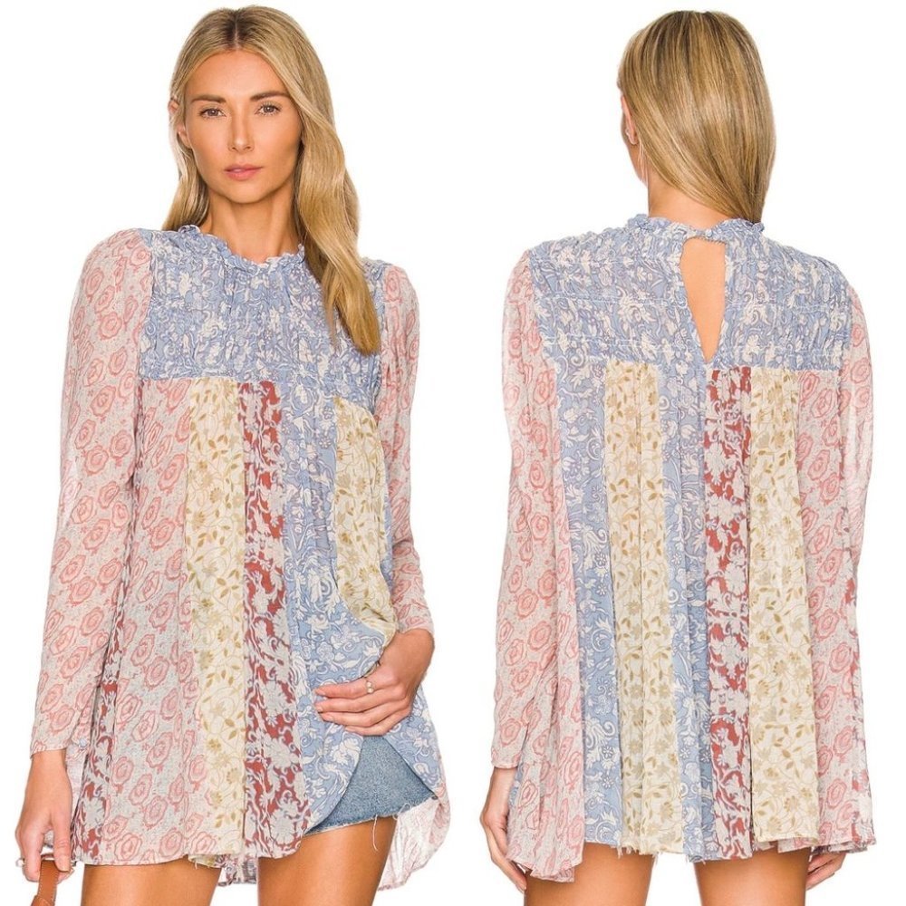 Free People Merrie Mix Print Tunic in Lilac Combo